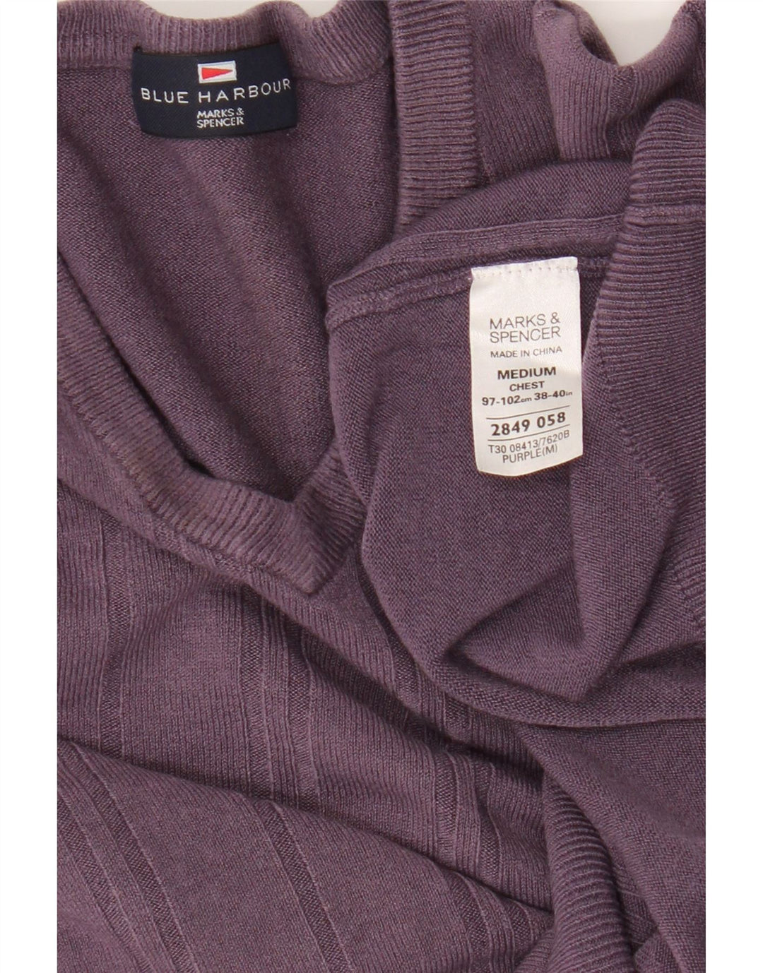 Marks & Spencer Womens V-Neck Jumper Sweater UK 14 Medium Purple