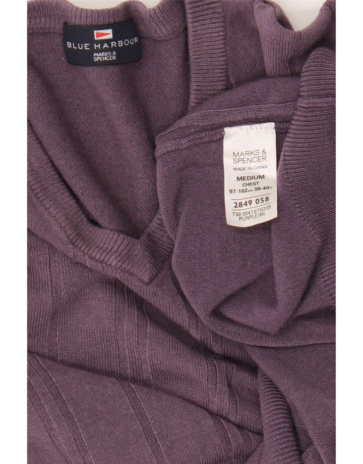 Marks & Spencer Womens V-Neck Jumper Sweater UK 14 Medium Purple