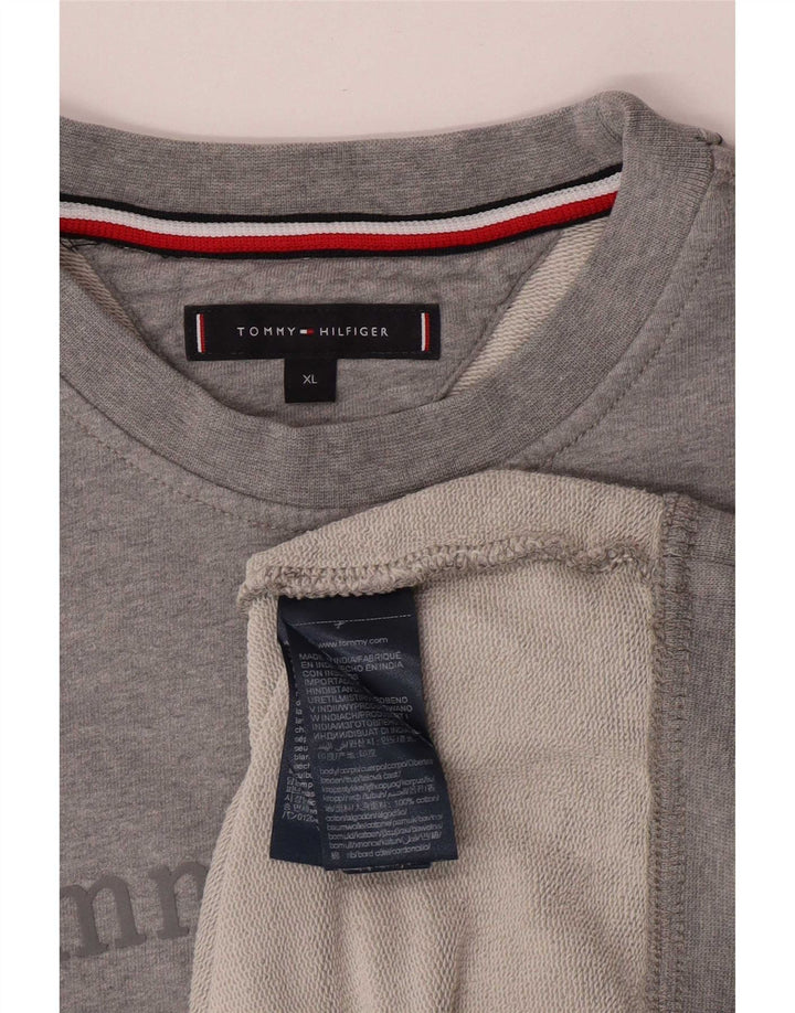Tommy Hilfiger Herren-Sweatshirt mit Grafik, XL, graue Baumwolle