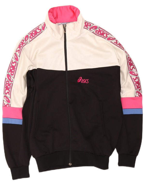 Asics Grafisk træningsdragt topjakke til kvinder UK 18 XL Sort Colourblock