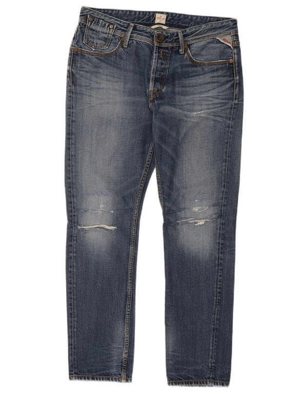 Replay Womens Distressed Skinny Jeans W28 L27 Blue Cotton
