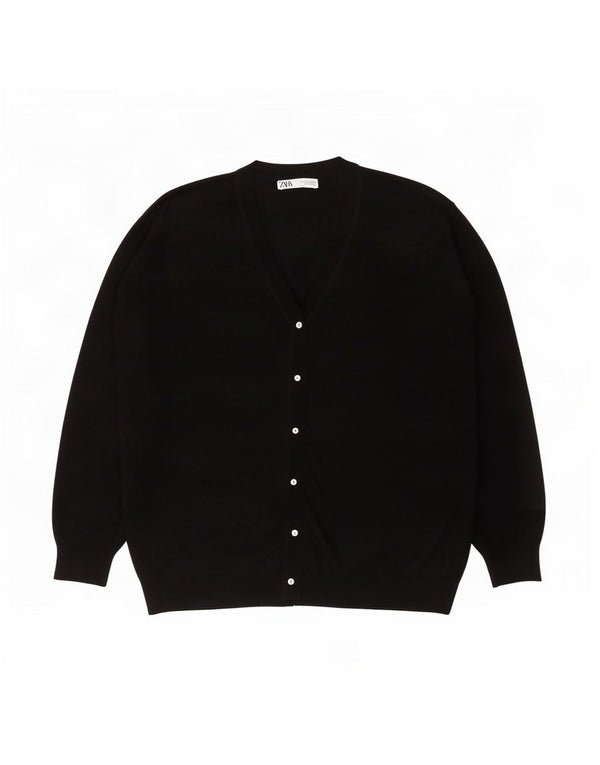 Pulover cardigan supradimensionat pentru femei Zara UK 16 Poliester negru mare
