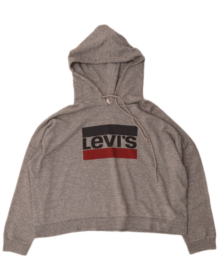 Suéter feminino com capuz estampado oversized LEVI'S Reino Unido 18 XL algodão cinza
