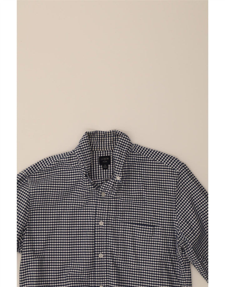 J. CREW Mens Flex Flannel Shirt Size 15 1/2 Medium Navy Blue Gingham Vintage J. Crew and Second-Hand J. Crew from Messina Hembry 