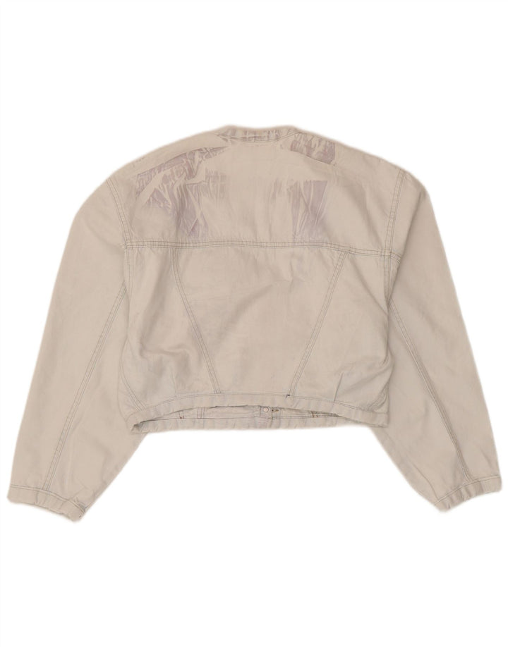 Kenny S Damen Crop Übergroße Jeansjacke UK 10 Small Weiße Baumwolle