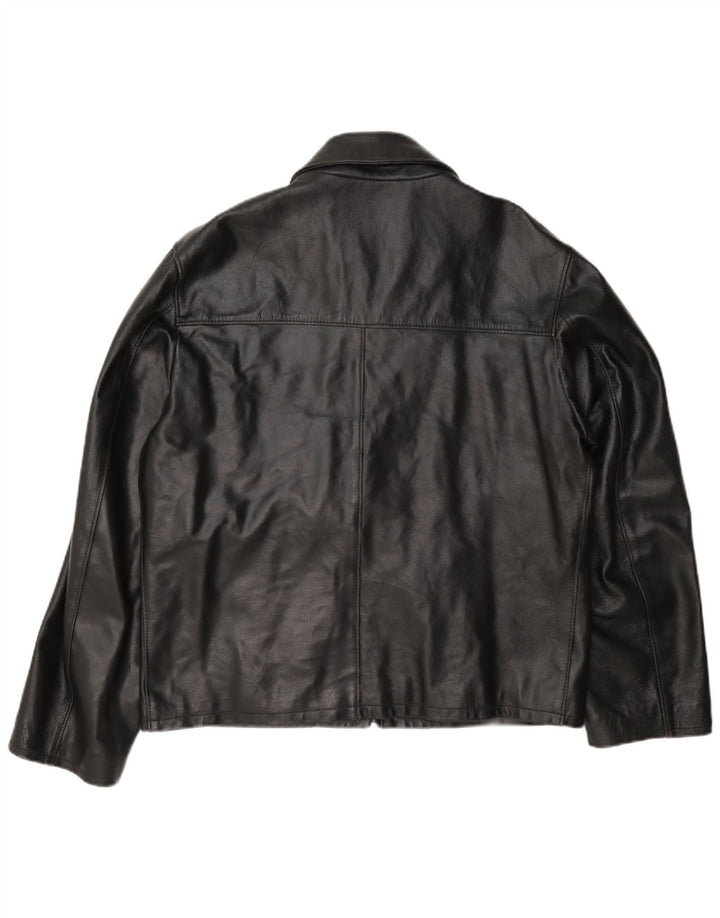 Jaqueta de couro masculina vintage UK 40 grande preta