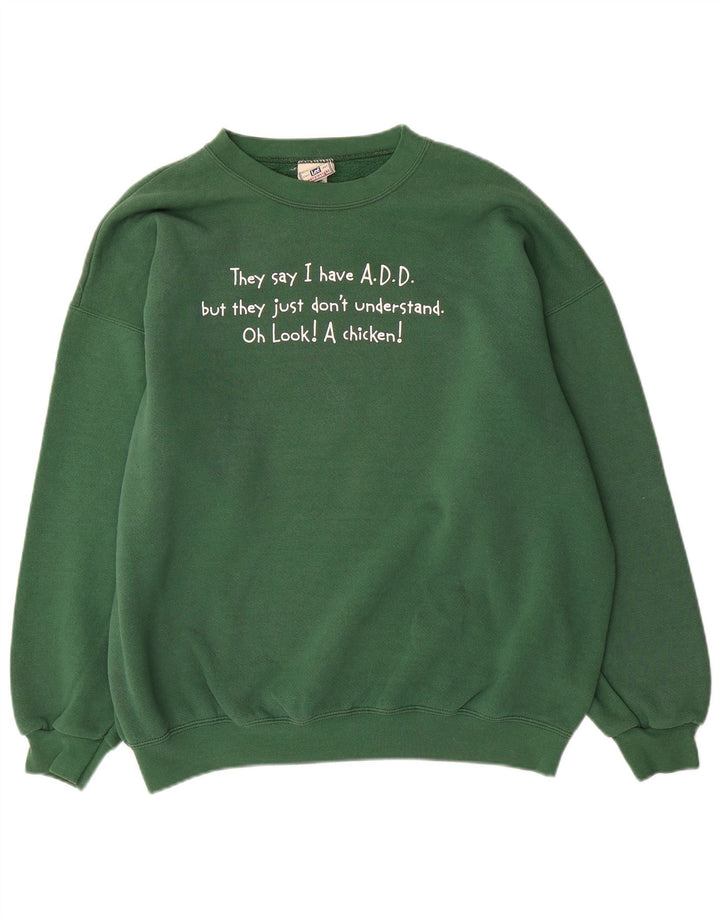 Lee Mens Graphic Sweatshirt Jumper XL Green Cotton