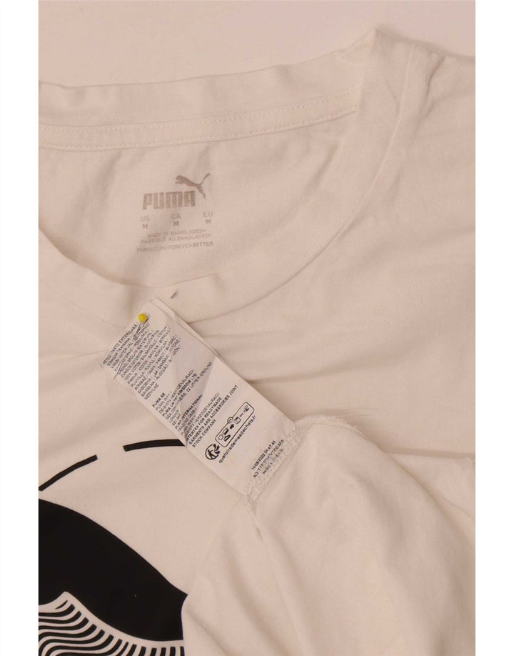 Puma Mens Graphic T-Shirt Top Medium White Cotton