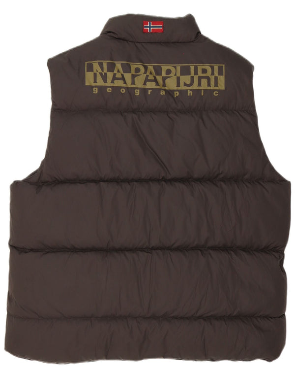Napapijri Gilet rembourré géographique pour homme UK 40 Large Marron Polyamide