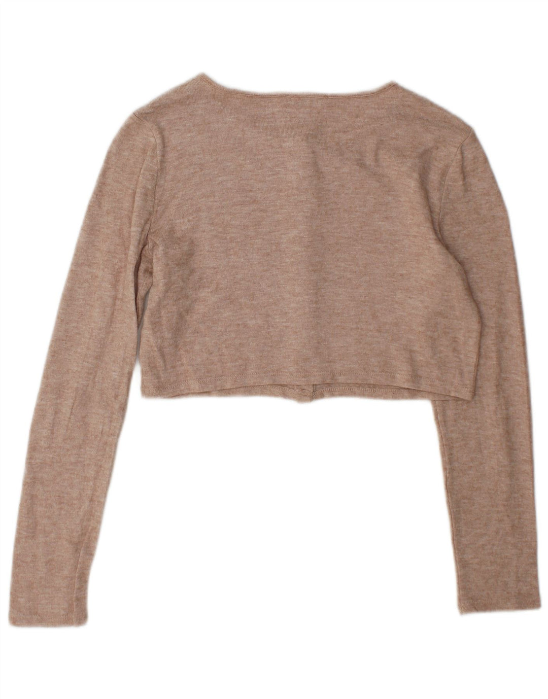 Zara Womens Crop Cardigan Sweater UK 14 Medium Beige Viscose