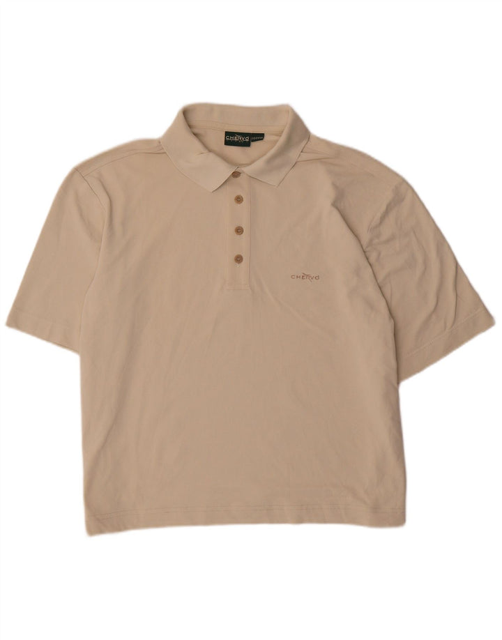 Chervo Mens Polo Shirt IT 48 Medium Beige Nylon