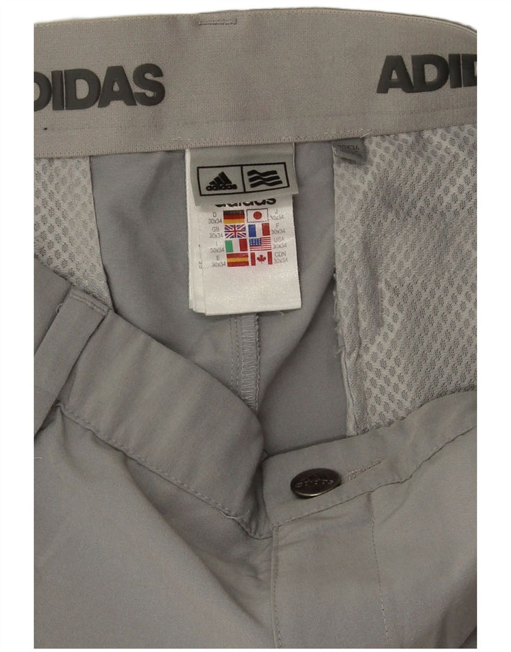 Adidas Mens Straight Chino Trousers W30 L28 Grey Polyester