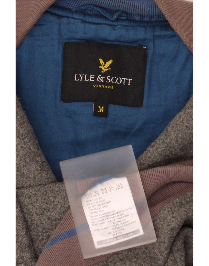 Lyle & Scott Mens Vintage Varsity Jacket UK 38 Medium Grey Colourblock Wool