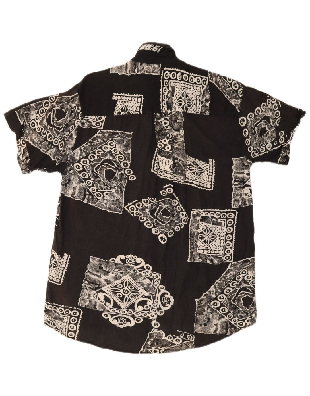 Rob Roy Mens Short Sleeve Shirt Medium Black Patchwork Viscose