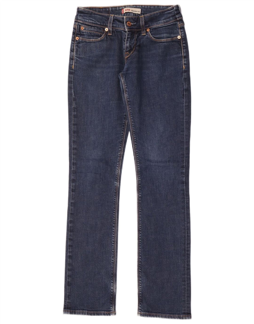 Levi's Womens 470 Straight Jeans W28 L34 Blue Cotton