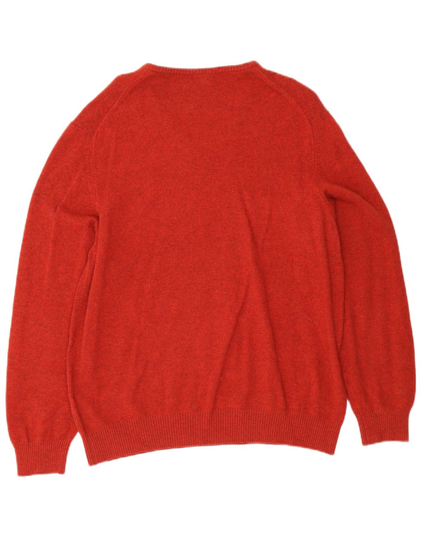 Massimo Dutti Mens V-Neck Jumper Sweater 2XL Red Cashmere