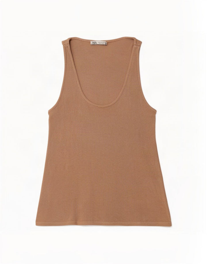 Zara Mujer Chaleco Top UK 10 Small Beige