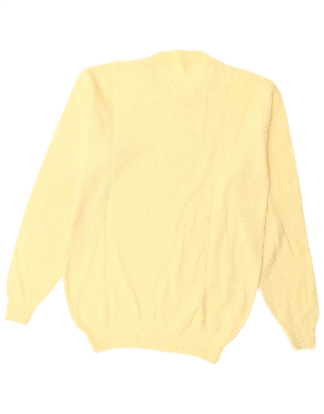 Maglione maglione girocollo da donna VINTAGE UK 14 lana gialla media