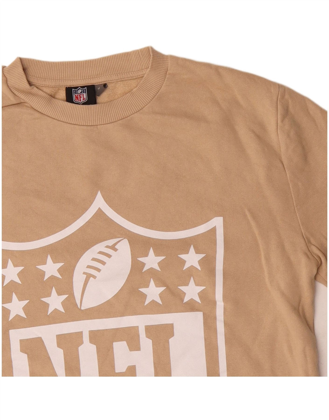 NFL Womens Graphic Sweatshirt Jumper UK 14 Medium Beige Cotton