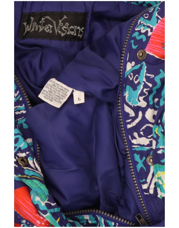 Vintage Womens Ski Jumpsuit UK 16 Large Purple Geometric Polyamide