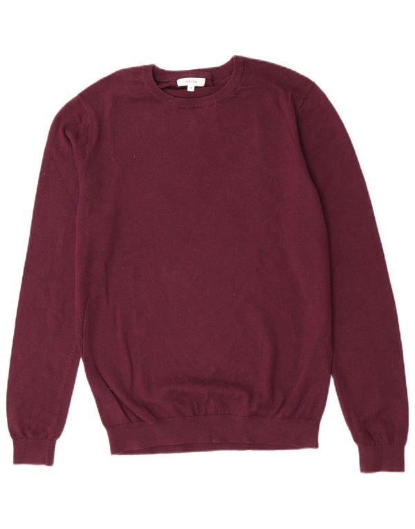 Reiss Mens Crew Neck Jumper Sweater Medium Maroon Wool