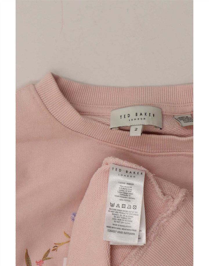 Ted Baker Sweat-shirt surdimensionné graphique pour femme Taille 2 Petit Rose