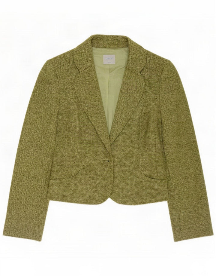 Oasis Womens Blazer Jacket UK 10 Small Khaki Wool