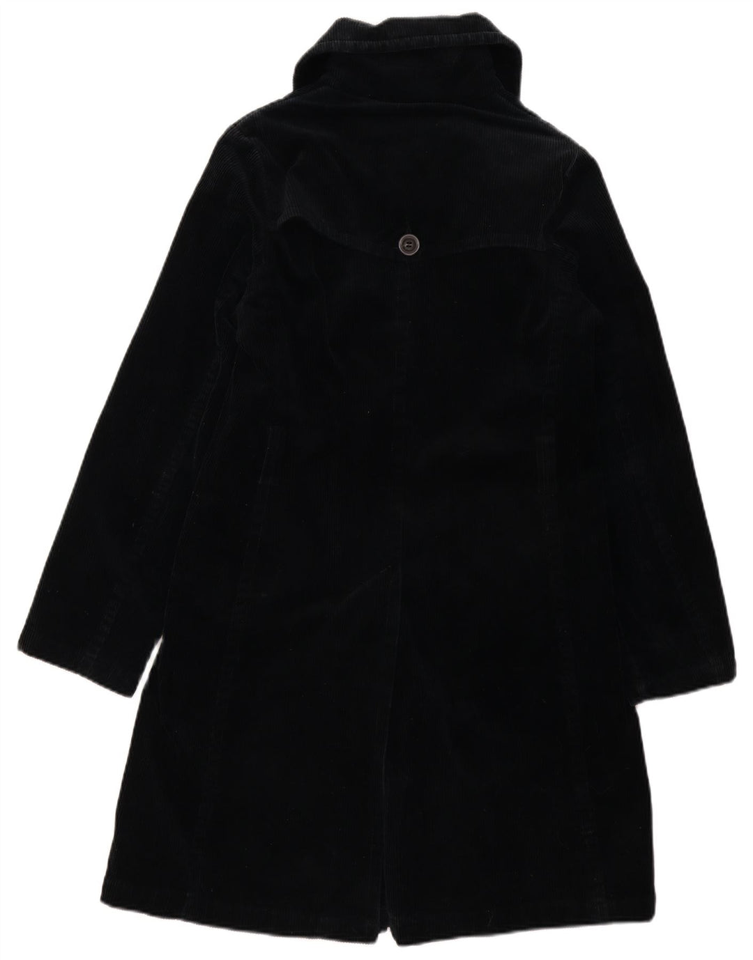 Benetton Womens Corduroy Coat IT 40 Small Black Cotton