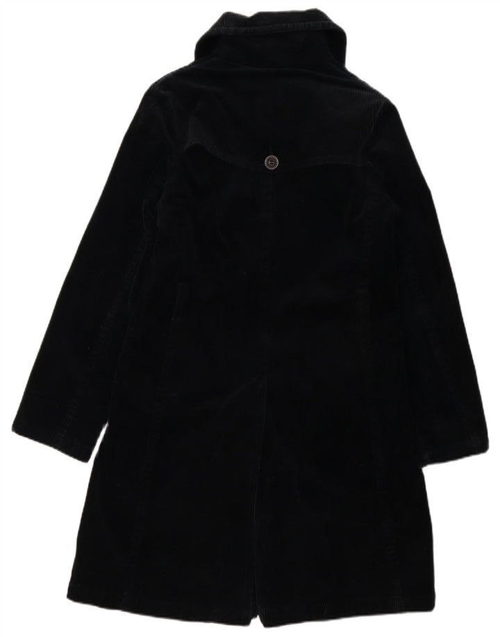 Benetton Womens Corduroy Coat IT 40 Small Black Cotton