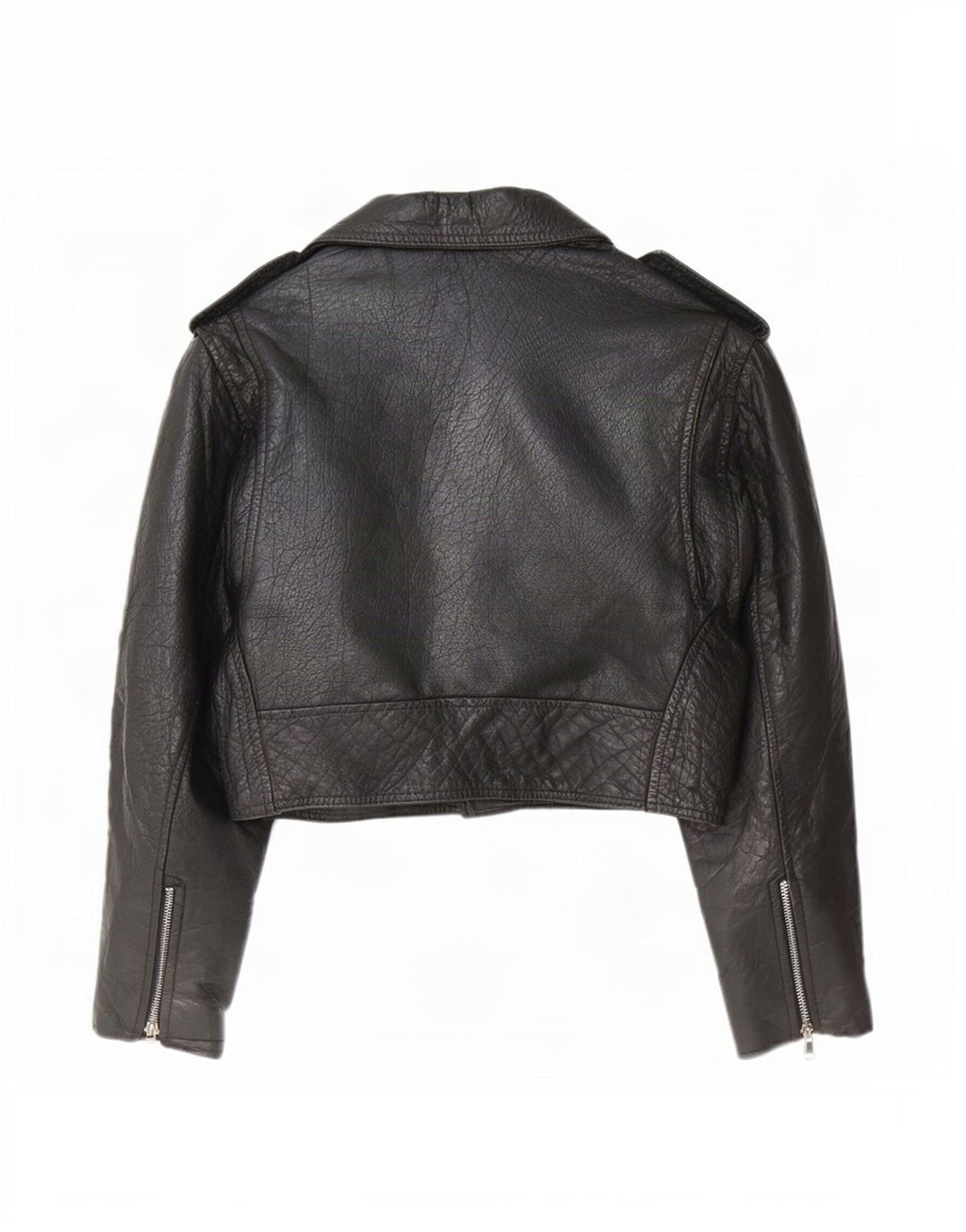 Akaso Womens Crop Leather Biker Jacket UK 10 Small Black