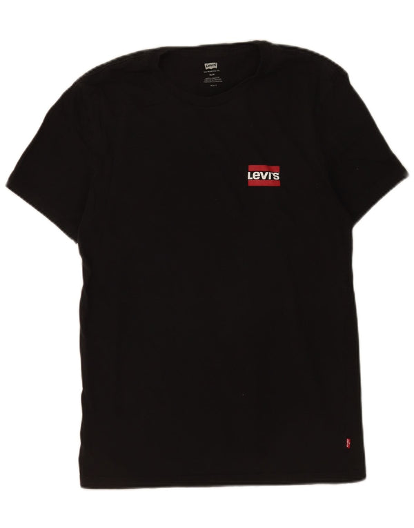 Levi's Herre Slim T-Shirt Top Medium Sort Bomuld