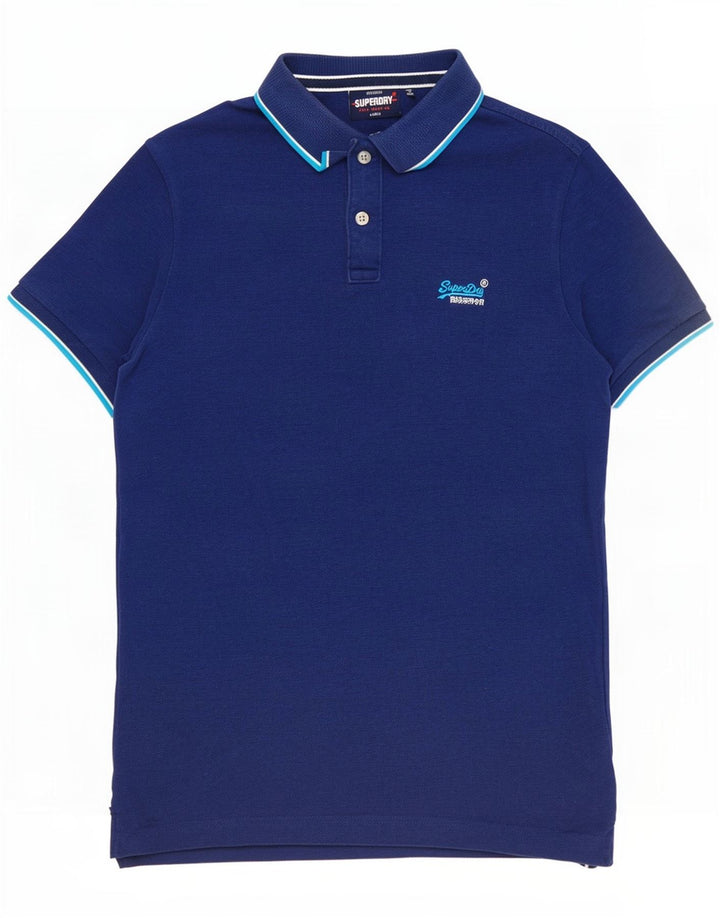 Polo da uomo Superdry Large in cotone blu navy