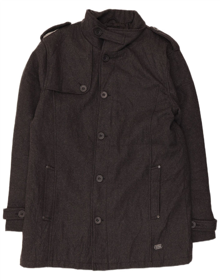 Blend Mens Military Overcoat UK 44 2XL Grey Wool