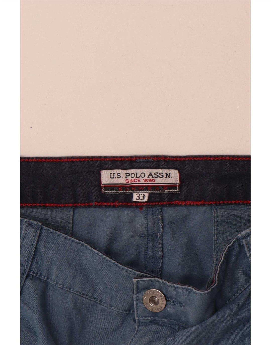 U.S. Polo Assn. Mens Chino Shorts W33 Medium Blue Cotton