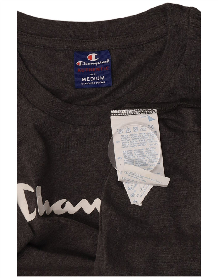 Champion Mens Graphic T-Shirt Top Medium Grey Cotton