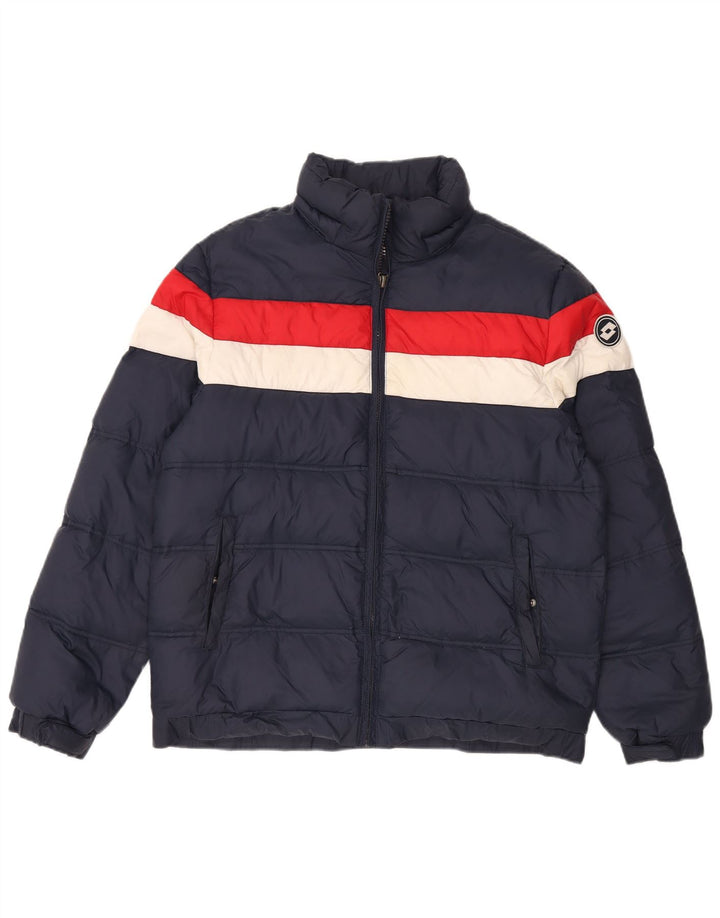 LOTTO Mens Padded Jacket UK 40 Large Navy Blue Colourblock Nylon