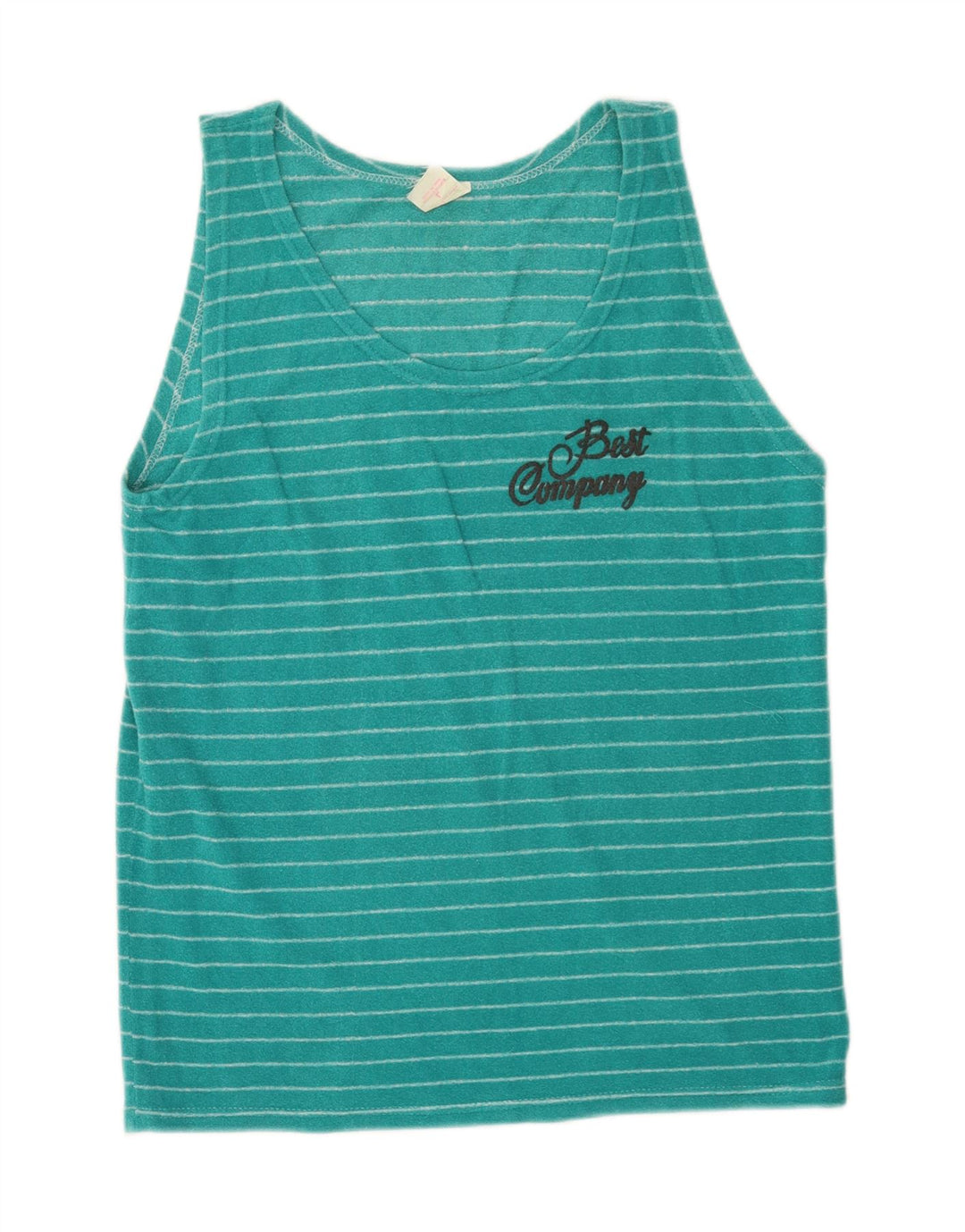 Best Company Mens Graphic Vest Top Large Turquoise Striped