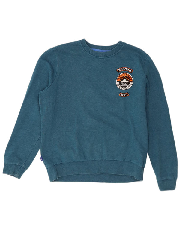 Superdry Sweat-shirt surdimensionné graphique pour femme UK 10 petit coton bleu