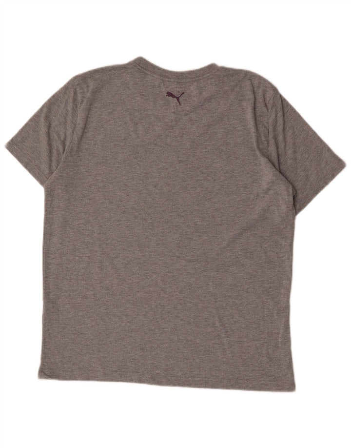 Puma Mens Graphic T-Shirt Top Large Grey Flecked Cotton