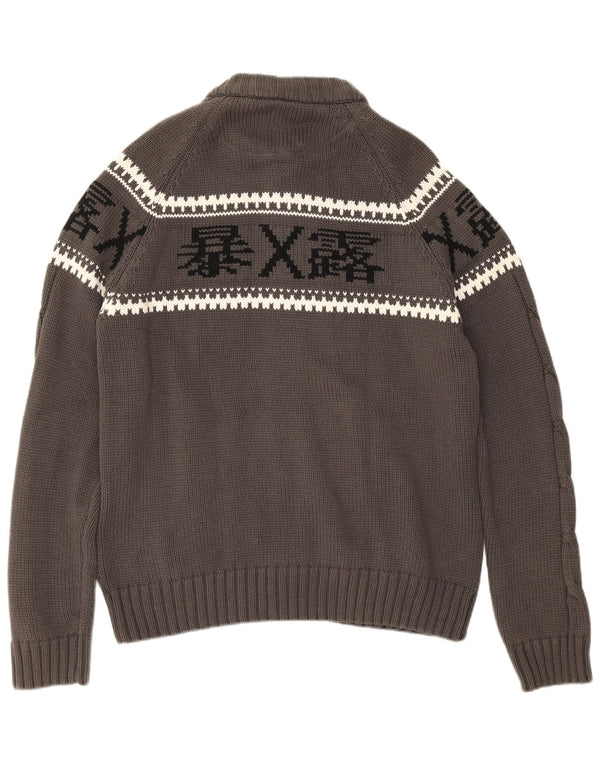 ON Tantum Damen-Cardigan mit durchgehendem Reißverschluss, UK 20 2XL, graue Fair-Isle-Baumwolle