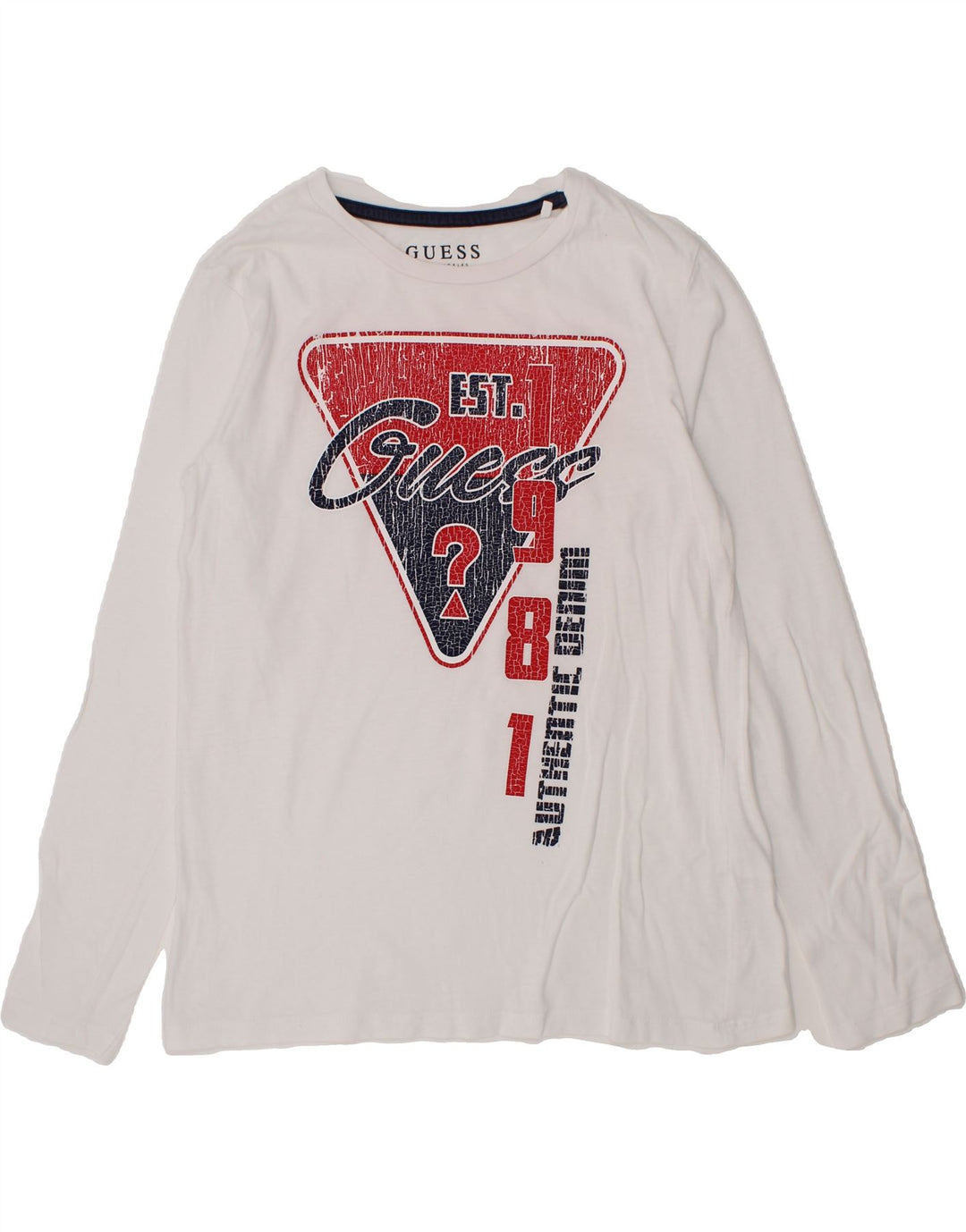 GUESS Boys Graphic Top Long Sleeve 9-10 Years White Vintage Guess and Second-Hand Guess from Messina Hembry 