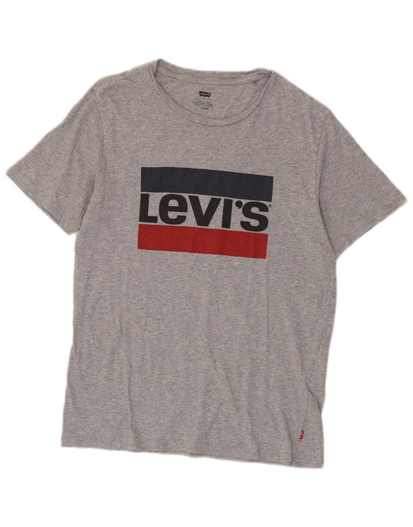 Levi's Womens Graphic T-Shirt Top UK 14 Medium Grey Flecked Cotton