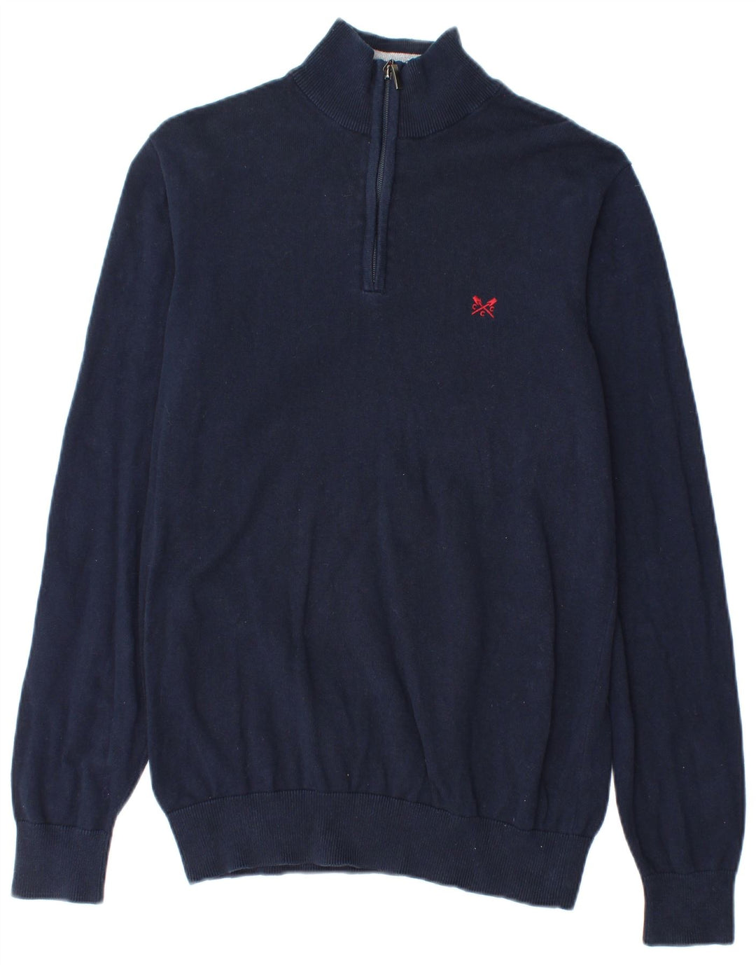Crew Clothing Mens Zip Neck Jumper Sweater Medium Navy Blue Cotton