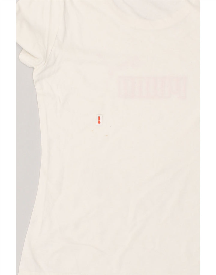PUMA Womens Graphic T-Shirt Top UK 10 Small White | Vintage Puma | Thrift | Second-Hand Puma | Used Clothing | Messina Hembry 