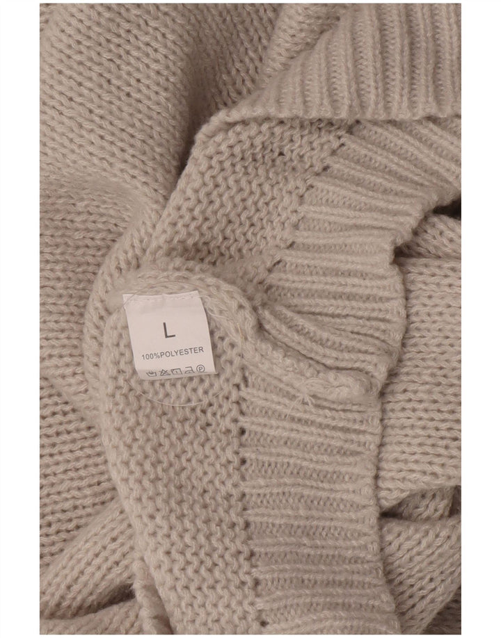 Vintage dame sweater med rund hals DK 16 Stor grå polyester