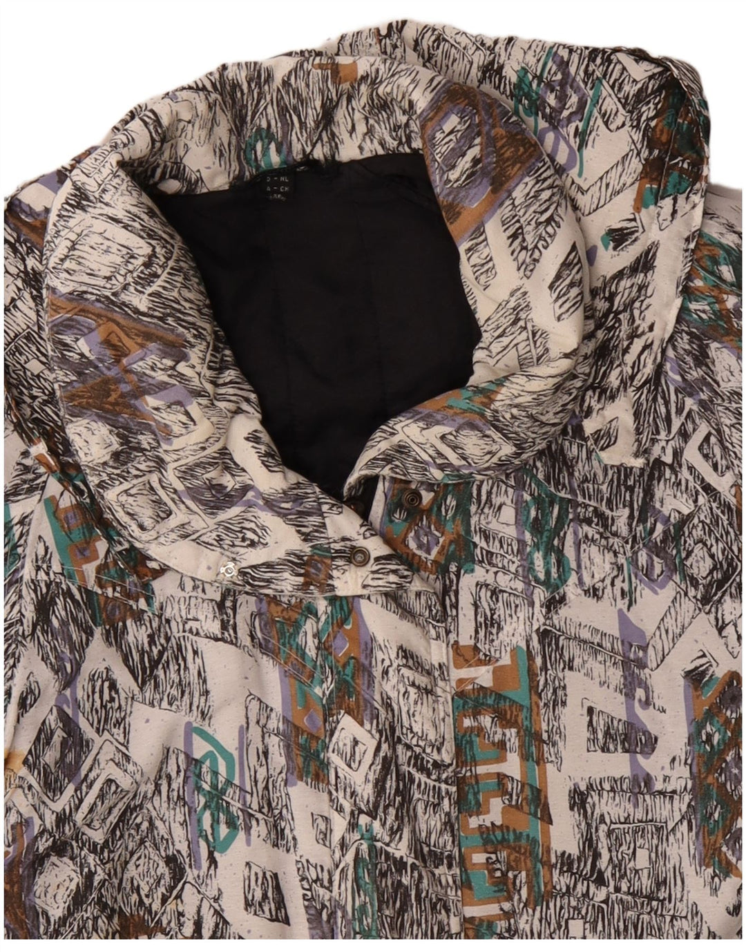 Cappotto giacca a vento da donna VINTAGE UK 10 Piccolo geometrico multicolore