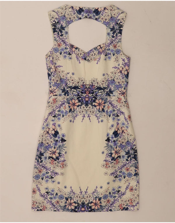 Oasis Kvinders Ærmeløs Skede Kjole UK 10 Small White Floral Bomuld