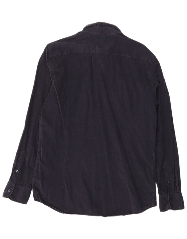 Massimo Dutti Mens Corduroy Shirt Large Navy Blue Cotton