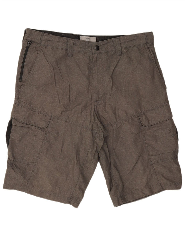 Pantaloncini cargo da uomo Marks & Spencer W34 Large grigi in poliammide