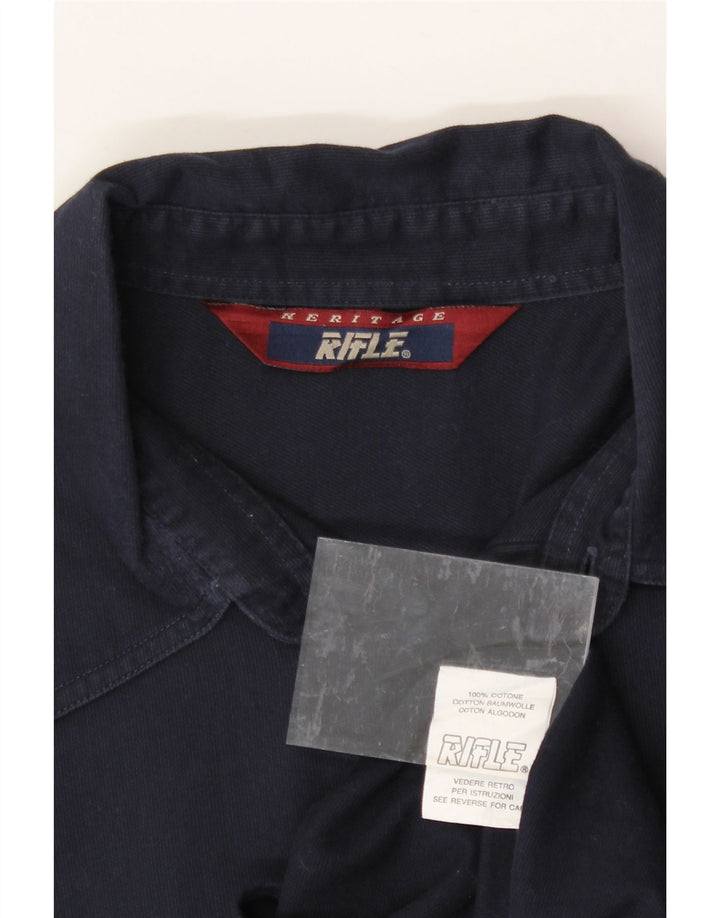 RIFLE Mens Shirt Large Navy Blue Cotton Vintage Rifle and Second-Hand Rifle from Messina Hembry 